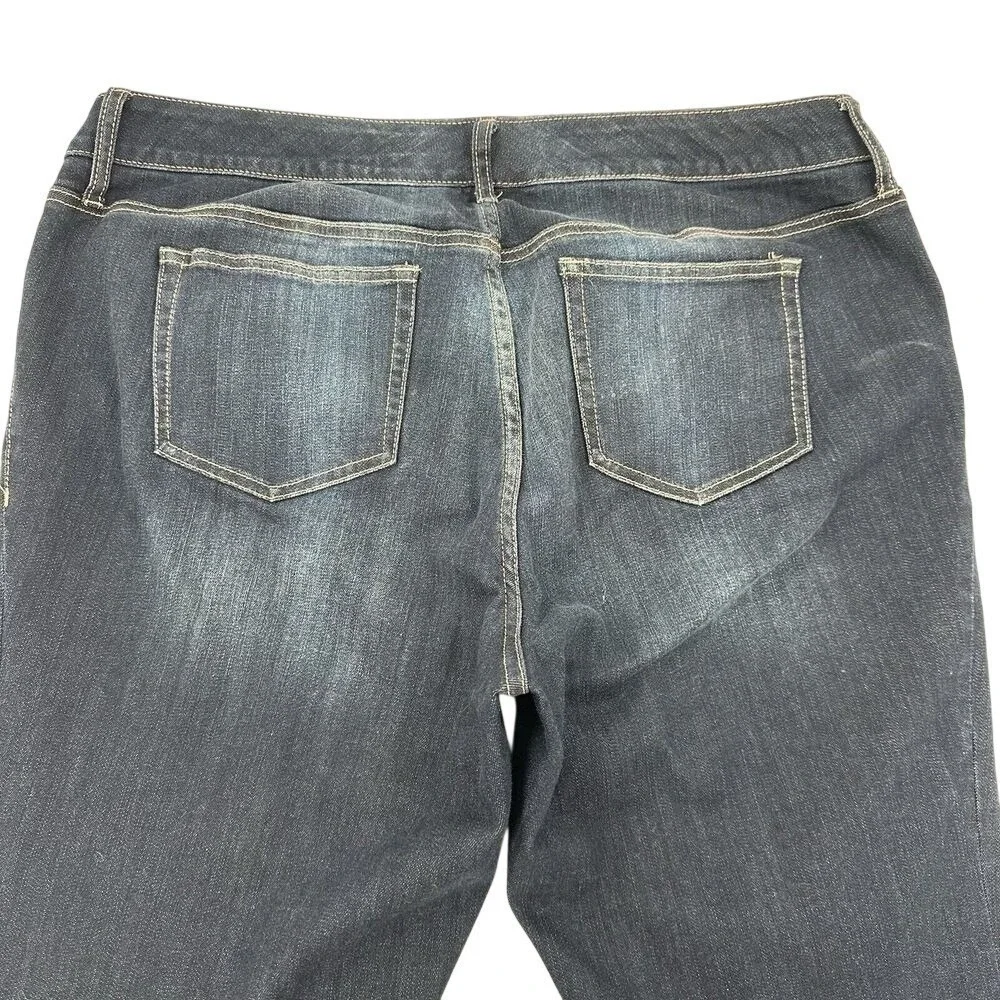 Torrid Size 16R Relaxed Boot Jeans Dark Wash Blue Denim Mid Rise Plus Whiskered